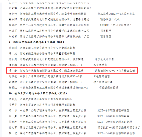 喜報！河南交科院檢驗檢測認證有限公司、河南省豫通工程管理咨詢有限公司獲河南省交通運輸廳通報表揚